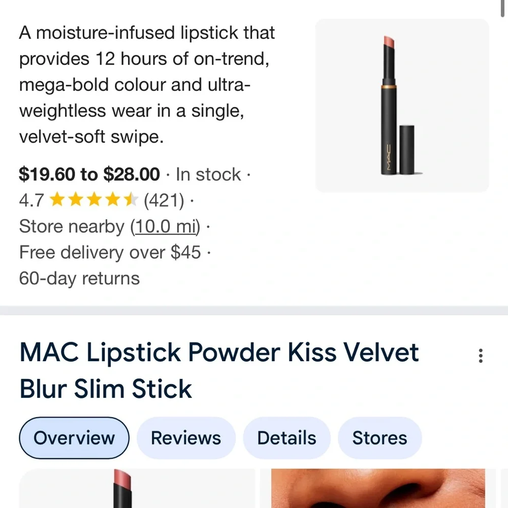 MAC Powder Kiss Velvet Blur Slim Stick in Peppery Pink… - Picture 8 of 10